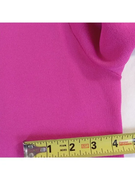 Michael Kors Women's Magenta Mock Neck Knit Sheath Dress Hot Pink LARGE Stretch - Picture 9 of 16